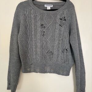 Cotton Emporium Grey Cable Knit Sweater